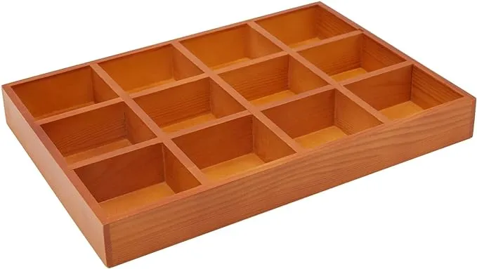 Wooden Drawer Organizer Storage Box, Tray, 12 Grids