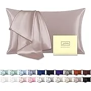 Mulberry Silk Pillowcase for Hair and Skin Pillow Case with Hidden Zipper Soft Breathable Smooth Cooling Silk Pillow Covers for Sleeping (Apricot Gray, King（20"X 36"）)