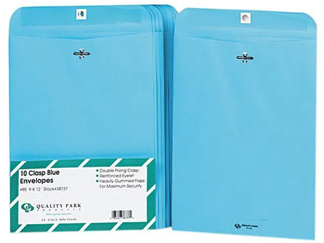 Quality Park Clasp Envelopes, 9 x 12 inches, Blue, Pack of 10 (38737)