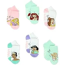 Disney Princess Toddler Girls 6 Pack Socks with Grippers