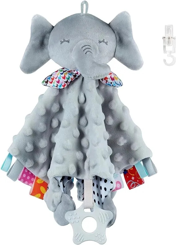 Baby Security Blanket with Tags Teether Elephant Blanket Soft Baby Blankets for Boys and Girls Baby Stuff for Newborn Toys Snuggle Toy Baby Lovey