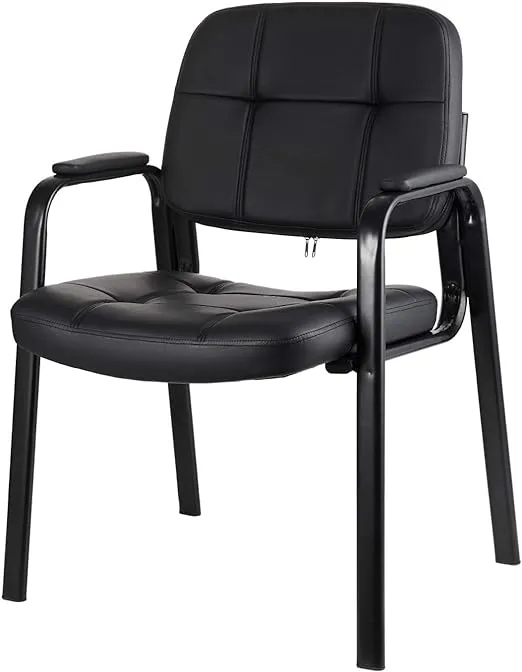 Waiting Room Guest Chair with Bonded Leather Padded Arm Rest for Office Receptio