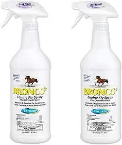 Bronco E Equine Fly Spray Plus Citronella Scent, 32 fl oz; Okocat Natural Wood Cat Litter, Long Hair Breeds, 8.4 lbs (2)