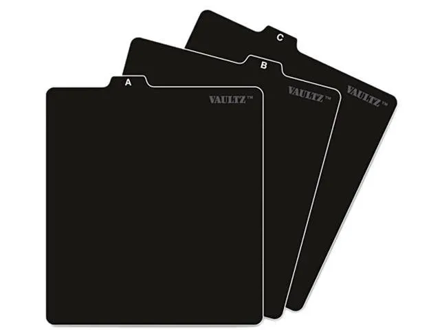 Vaultz VZ01176 A-Z CD File Guides, 5 x 5 3/4, Black