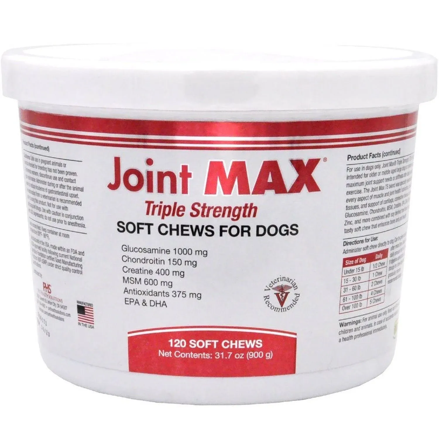 Joint MAX Triple Strength (TS) Soft Chews for Dogs - Glucosamine, Chondroitin,