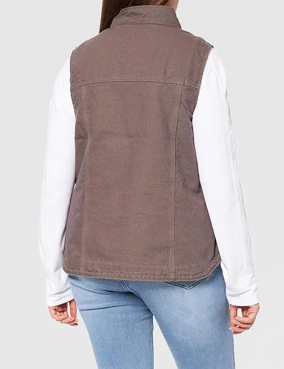 Carhartt Women's Relaxed Fit Washed Duck Sherpa-Lined Mock-Neck Vest