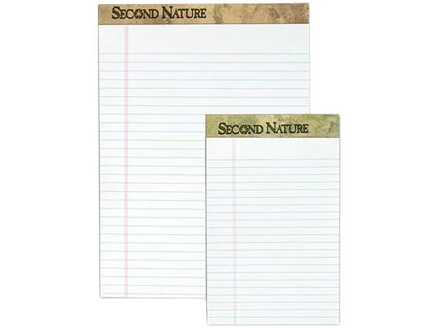 Tops 74085 Second Nature Recycled Letter Pads, Lgl/Red Margin Rule, WE, 50-Sheet, 12/Pack