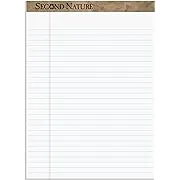 TOPS Second Nature 100% Recycled 18 lb. Legal Pad, 8-1/2 x 11-3/4 Inches, Perforated, White, Legal/Wide Rule, 50 Sheets per Pad, 12 Pads per Pack (74085)