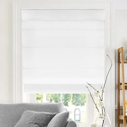 CHICOLOGY Roman Shades for Windows , Window Treatments , Roman Shades , Roman Window Shades , Room Darkening Shades , Window Shades , 23"W X 64"H , Belgian Snow (Privacy & Light Filtering)