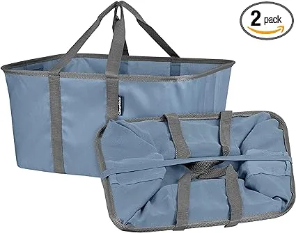 Collapsible Laundry Tote, Denim/Charcoal 2PK - 50L (13 Gal) Collapsible Laund...