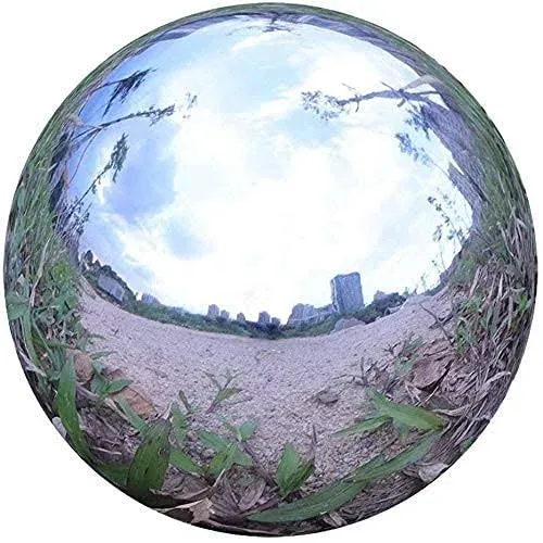 Durable Stainless Steel Gazing Ball, Hollow Ball Mirror Globe Polished Shiny Sphere for Home Garden (19.7 Inch)