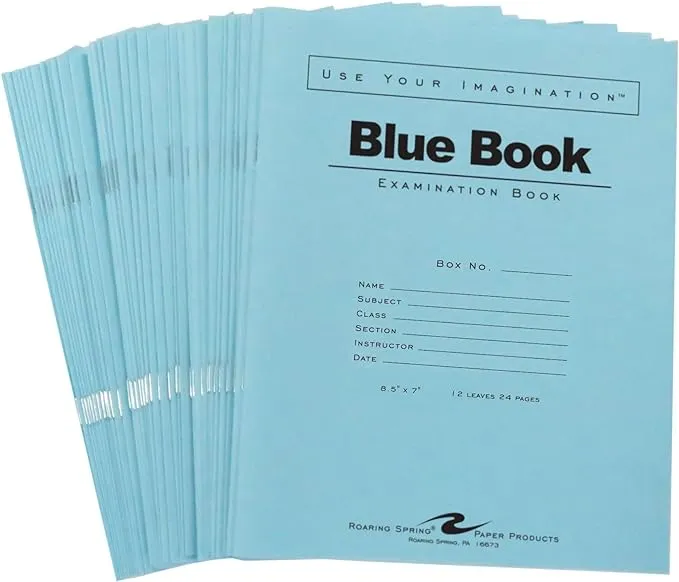 Roaring Spring Exam Blue Books 50 Pack 8.5" Sheets Pages