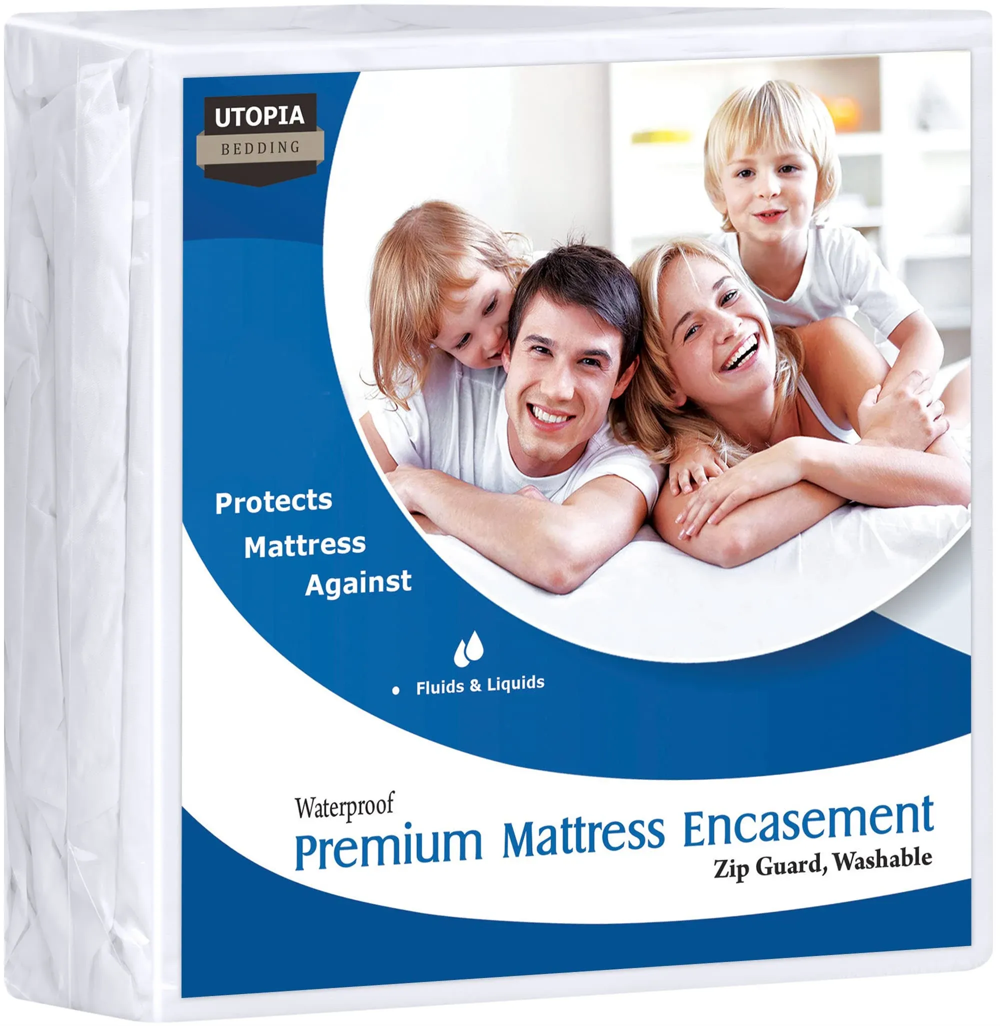 Utopia Bedding Premium Waterproof Zippered Mattress Encasement (Fits 14 Inches Mattress, Queen), Bed Bug and Dust Mite Proof Mattress Protector, 6