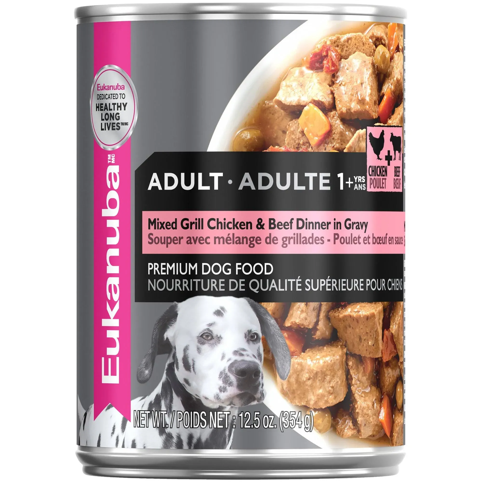 Eukanuba Mixed Grilled Chicken & Beef Dinner in Gravy Adult Wet Dog Food, (12) 12.5 oz Cans