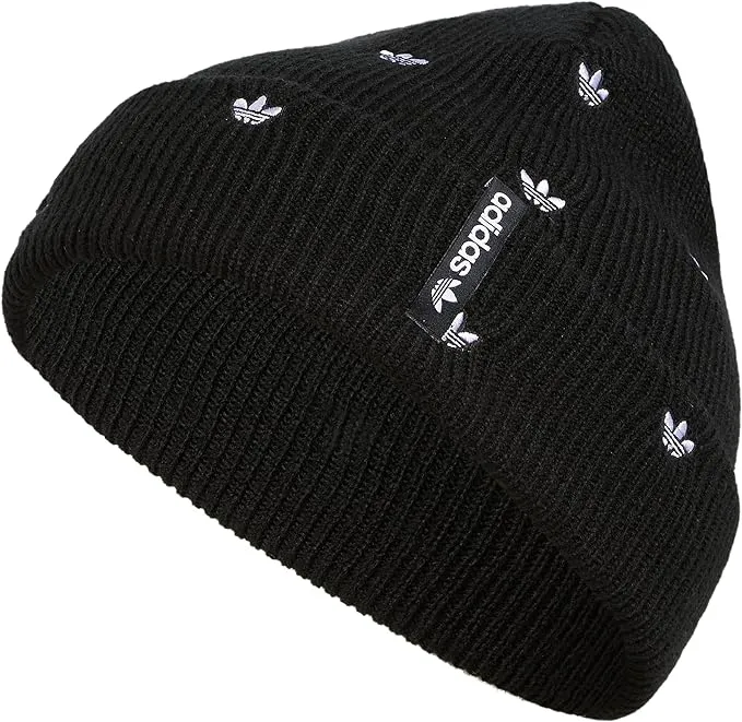 ADIDAS ORIGINALS CUFF KNIT BEANIE ADULT HAT BLACK WHITE 0145232 MENS NEW