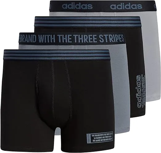 adidas L97410 Mens Black/Grey Core Stretch Cotton Trunks 4-Pack Size M