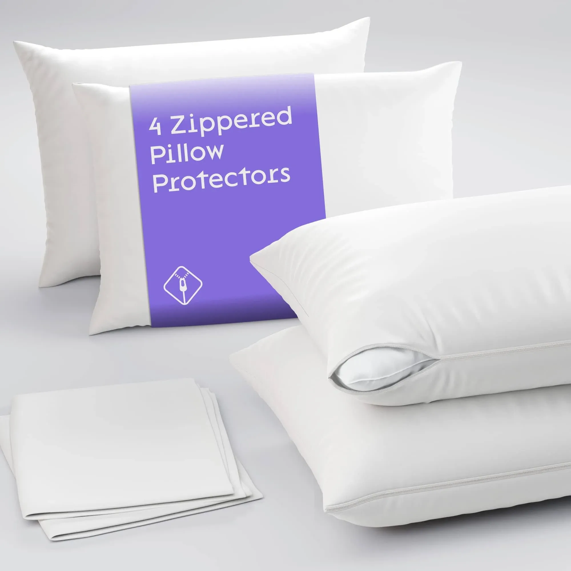 Niagara 4 Pack of Pillow Protectors with Zipper, King Size, Effective Dust Protection, Quiet, Stay in Place Pillow Covers, Breathable Case for Pillow Lifespan Extention (20x36 Inches)