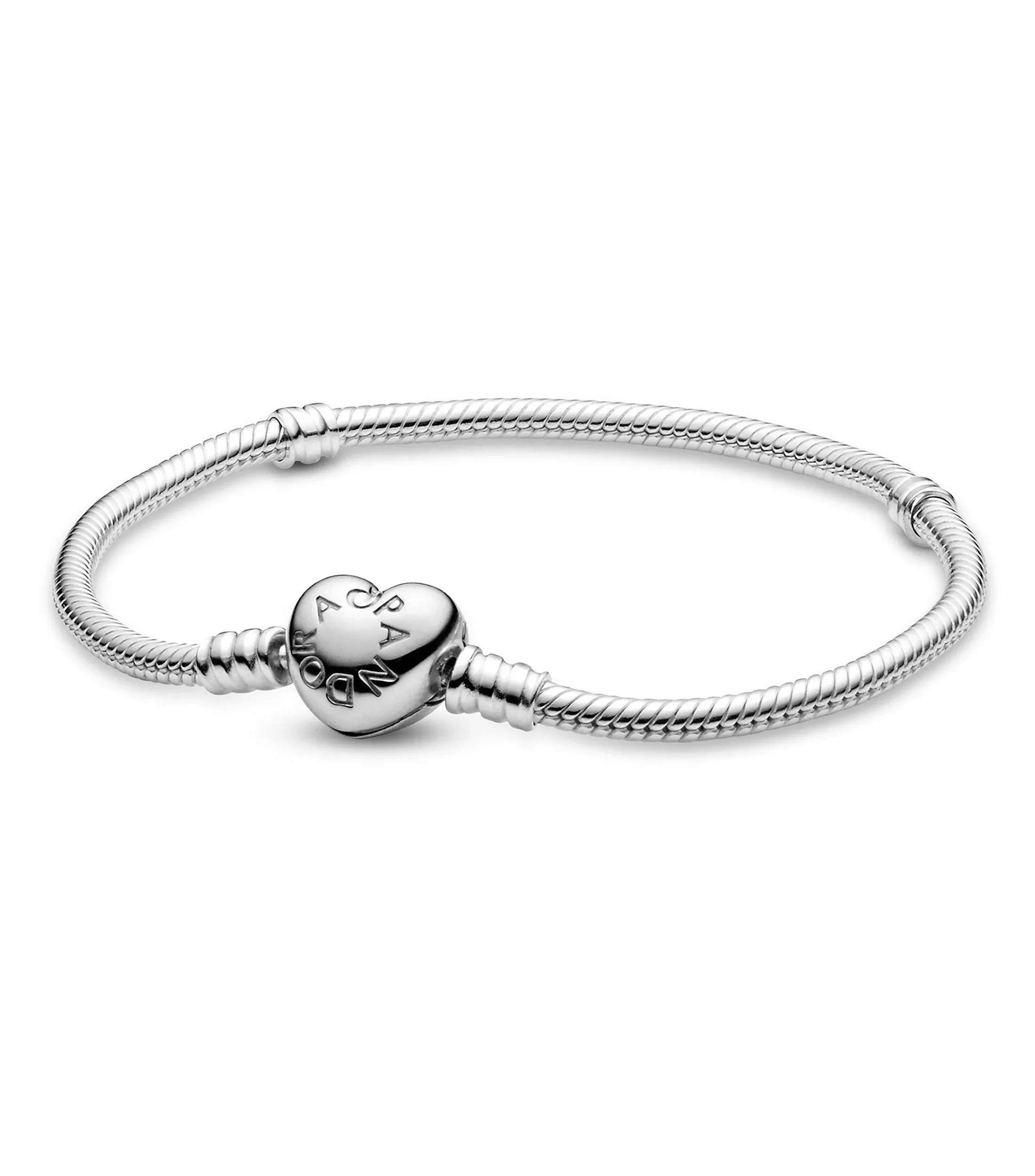 Pandora Sterling Silver Moments Women's Heart Clasp Snake Chain Bracelet