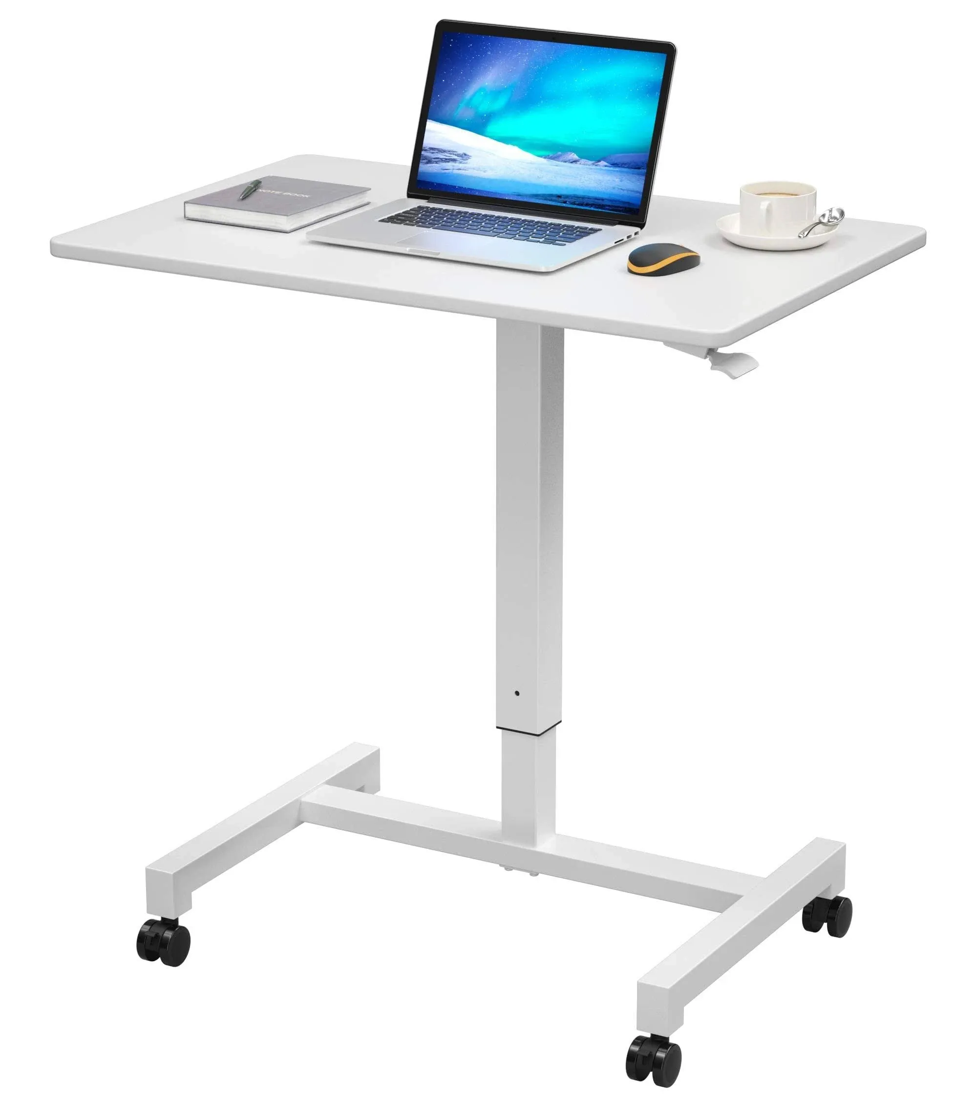 FitDesk Height Adjustable Desk - Pneumatic Standing Laptop Desk, Portable Office Work Station Stand Up Desk, Mobile Desk Workstations Organizer,