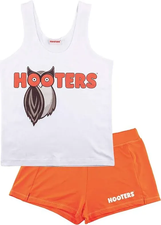 Iconic Hooters Girl Waitress Outfit -  Tank Top and Shorts Set Halloween Cosplay