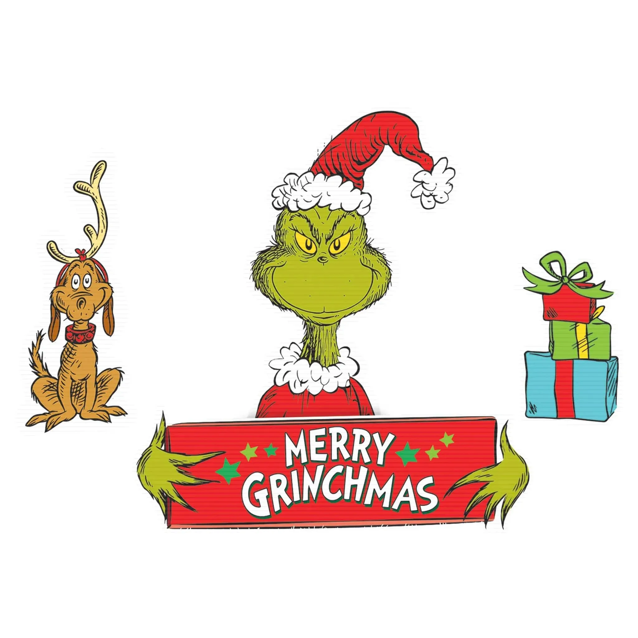 Merry Grinchmas Plastic & Metal Yard Sign Kit, 4pc - Dr. Seuss