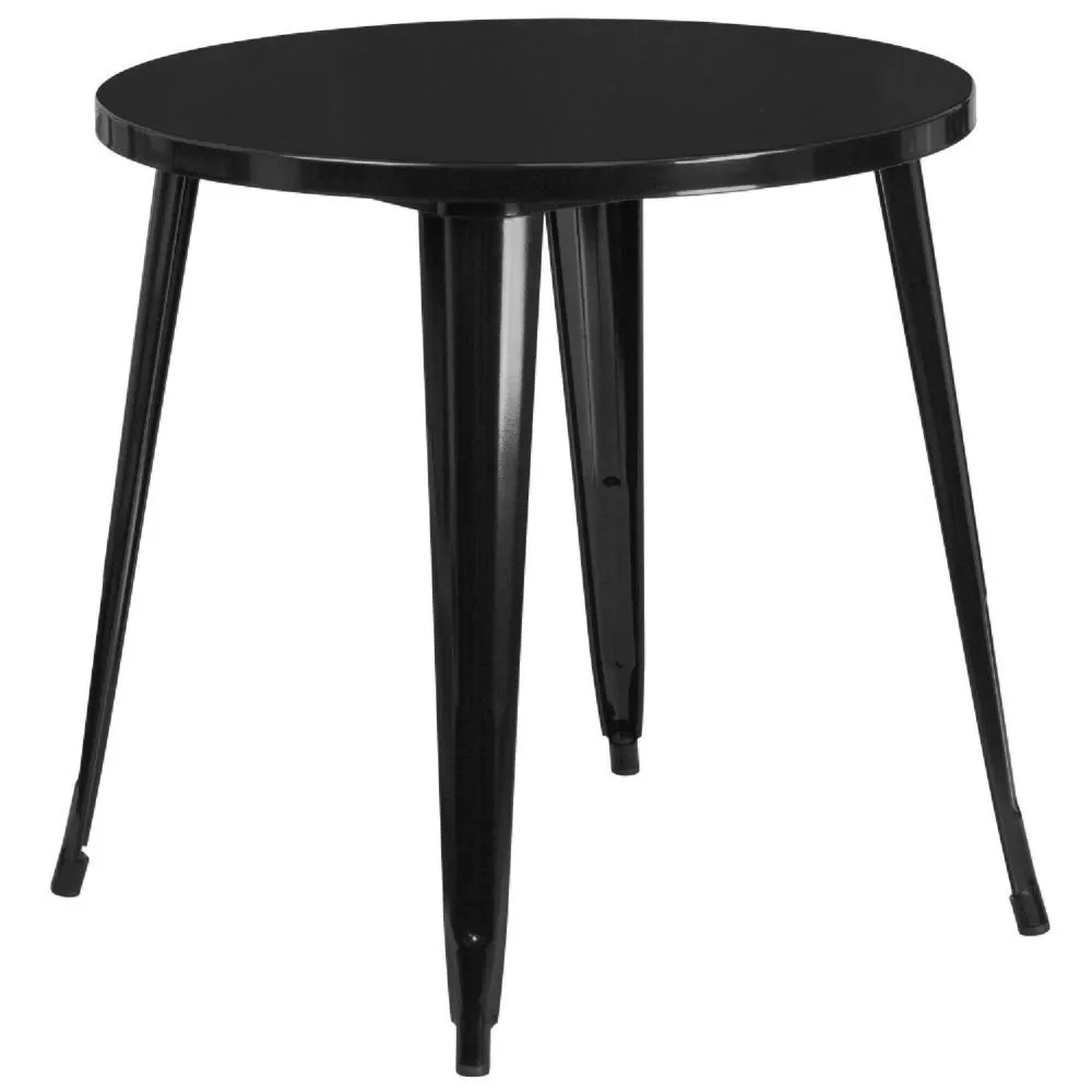 Emma + Oliver Commercial Grade 30 Round Black Metal Indoor-Outdoor Table