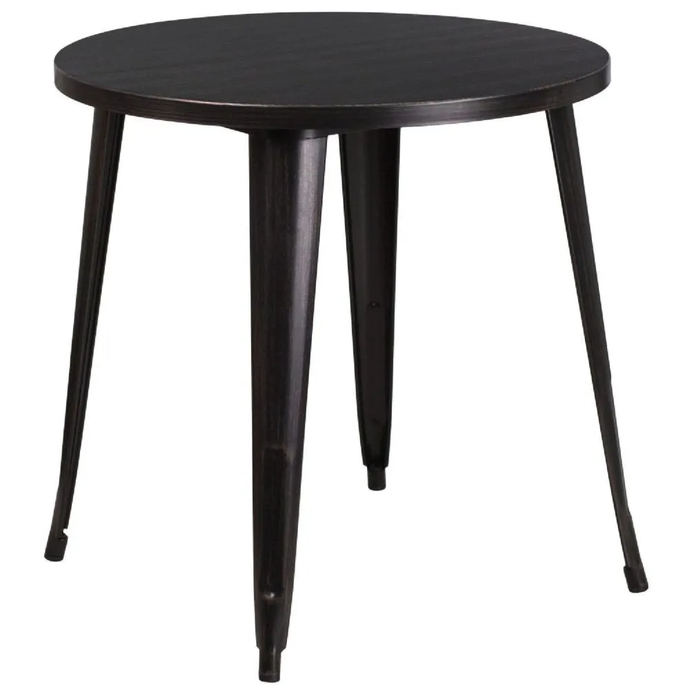 Emma + Oliver Commercial Grade 30 Round Black-Gold Metal Indoor-Outdoor Table