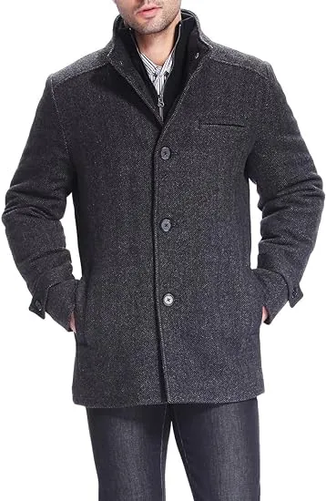 Men Samuel Herringbone Wool Blend Bibbed Car Coat