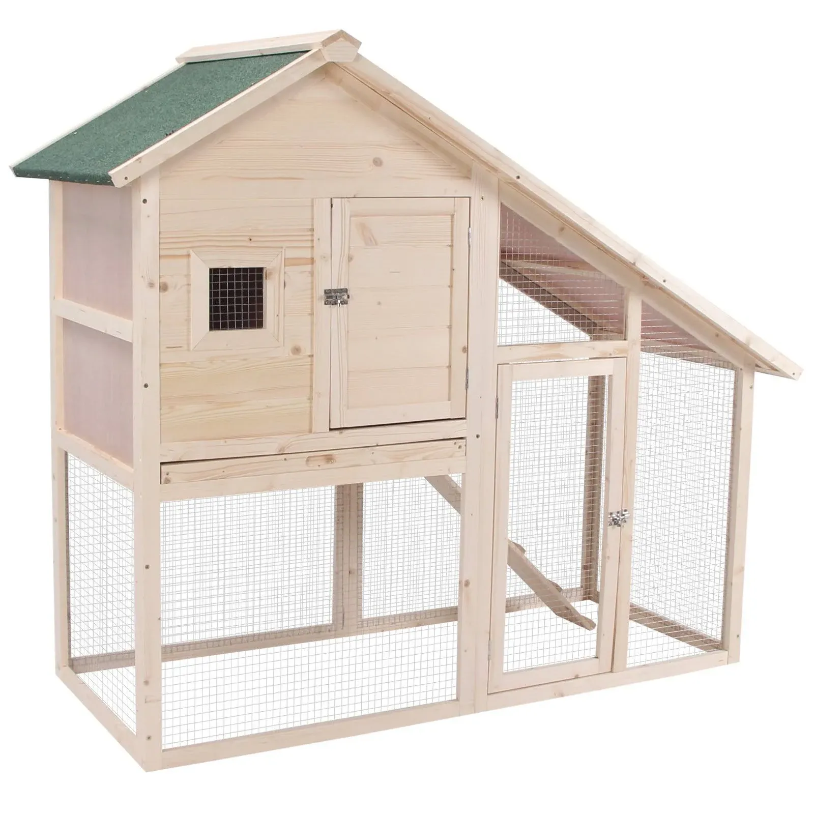 PawHut 55&quot; L 2-Tier Wooden Rabbit Hutch Bunny Cage