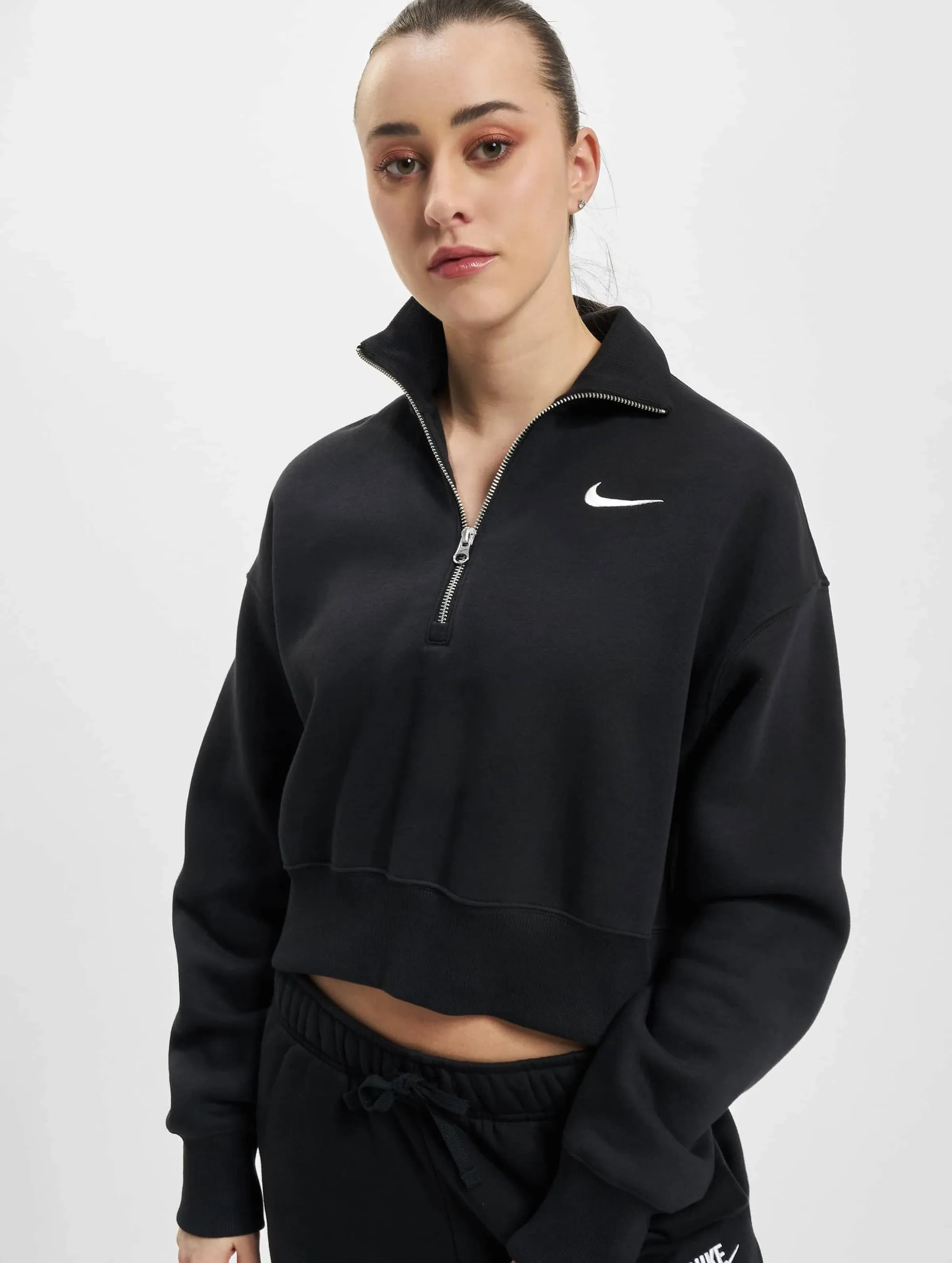 Nike Sportswear Women's Phoenix Fleece Oversized 1/2-Zip Crop Sweatshirt, XL, Black