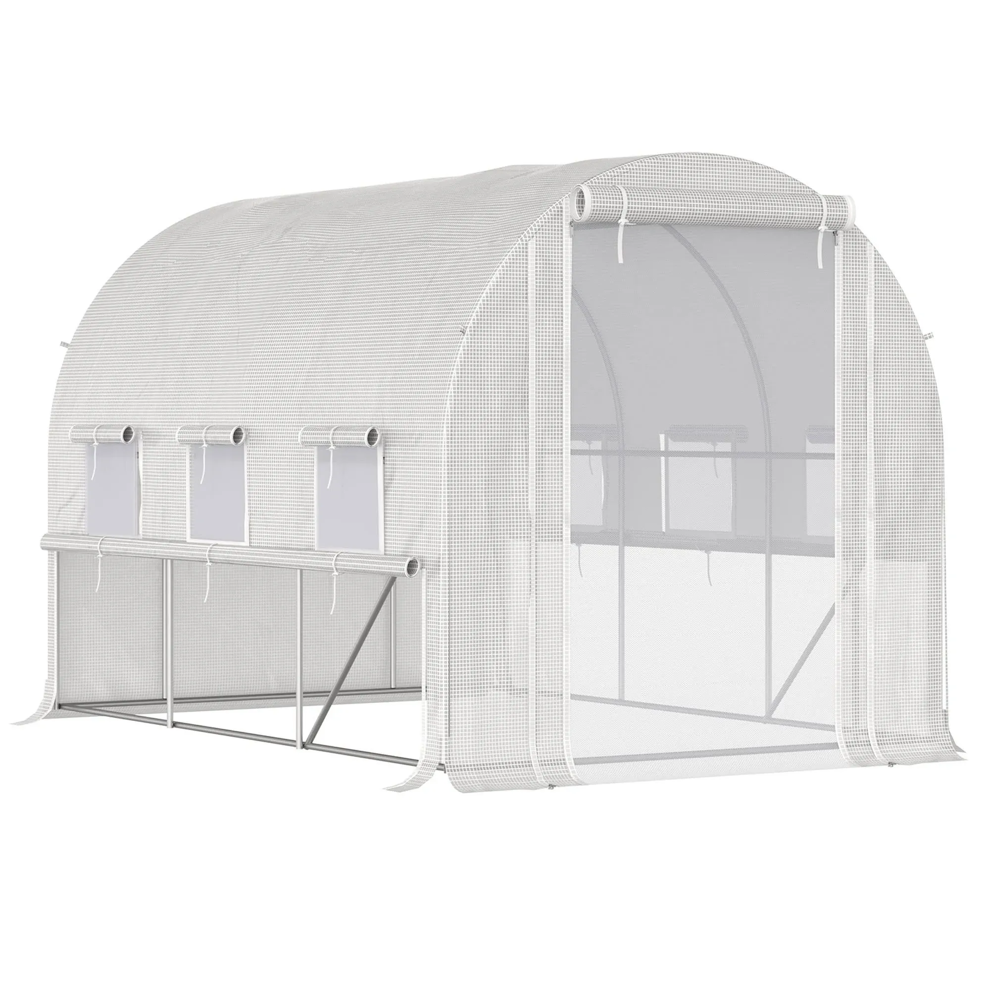 Outsunny 10' x 7' x 7' Walk-In Tunnel Greenhouse, Outdoor Plant Nursery, White