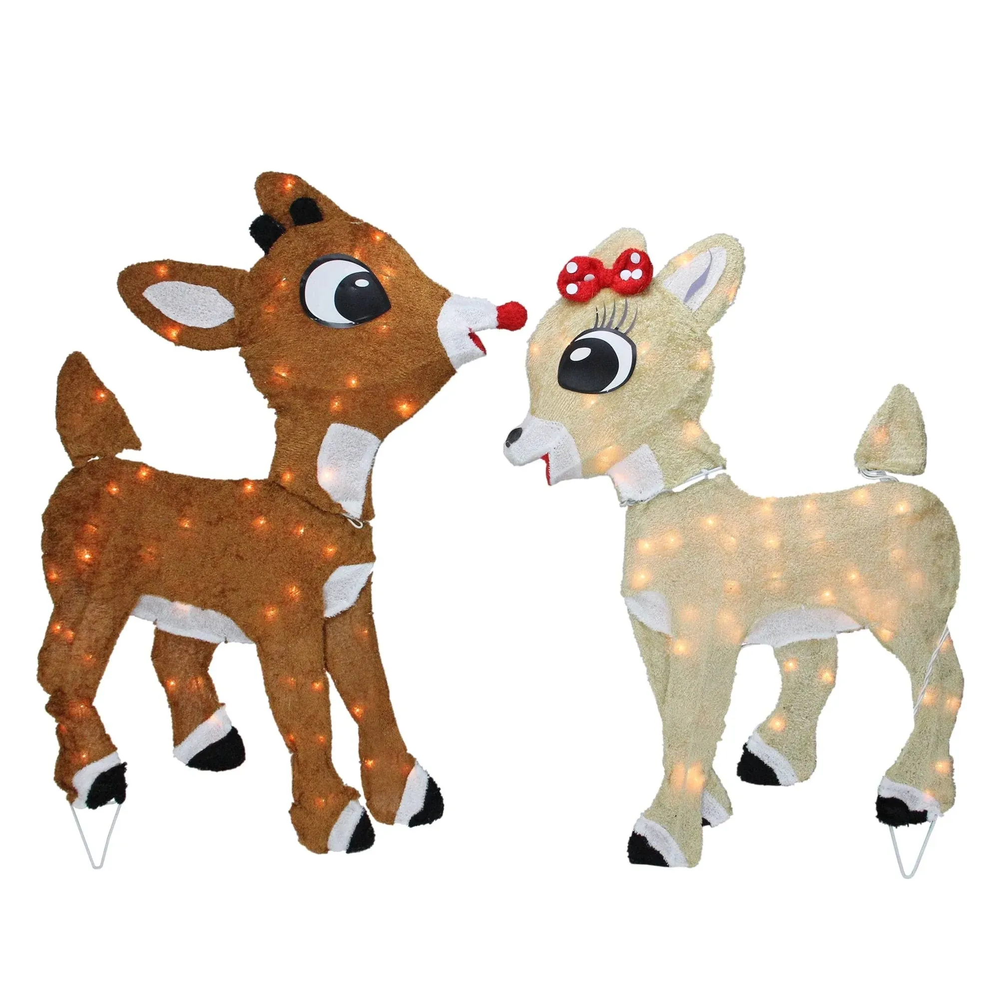 Lighted Rudolph and Clarice Outdoor Christmas Decorations - 32"