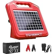 ANDMON 30 Miles Solar Fence Charger, 0.53 Joule Solar Electric Fence Charger for Livestock, Horses, Cattle Sheep, Solar Powered Electric Fence with Dual Input, Easy InstallationANDMON 30 Miles Solar Fence Charger, 0.53 Joule Solar Ele…