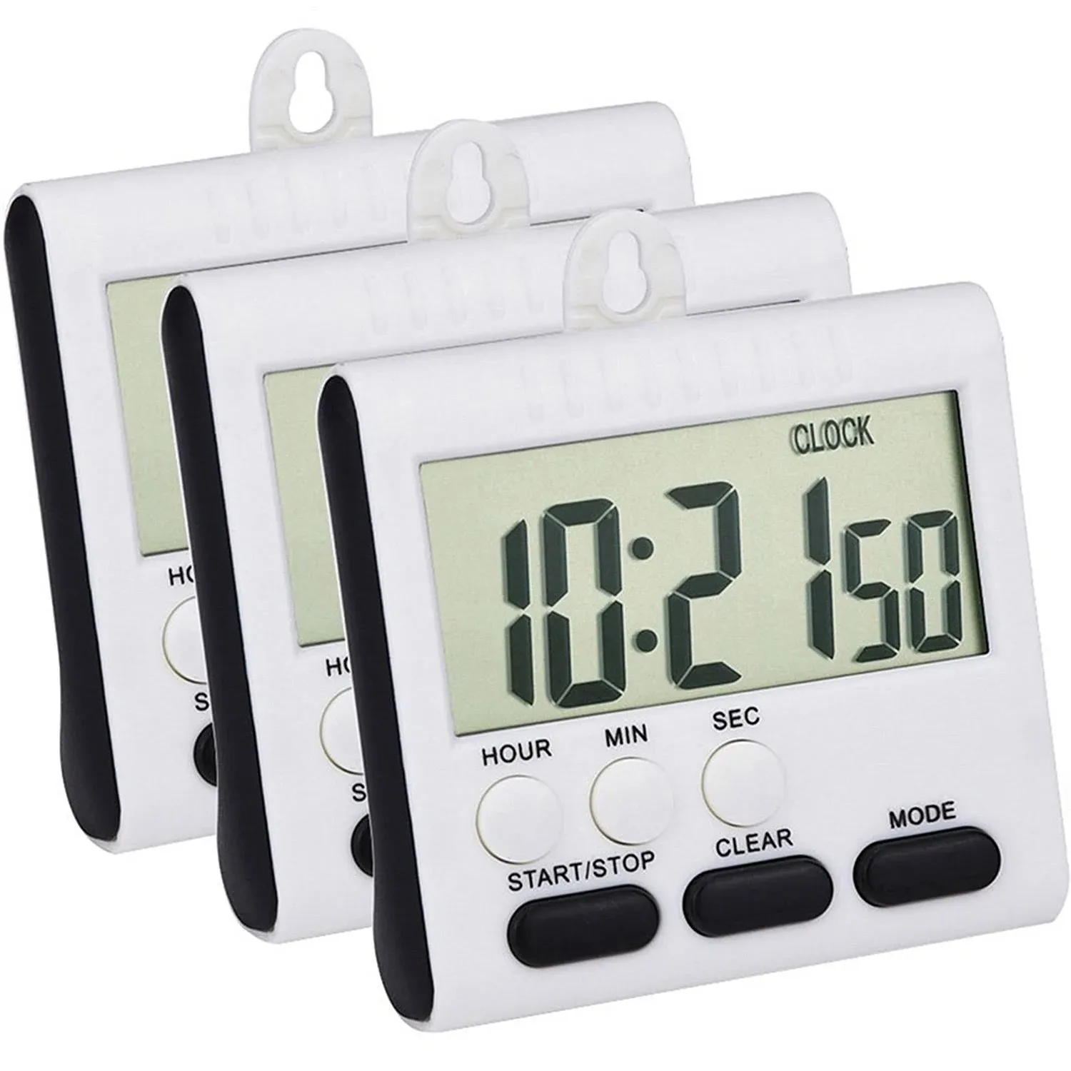 Mudder 3 Pack 24 Hours Magnetic Kitchen Timers with Digital Alarm Clock Timer,