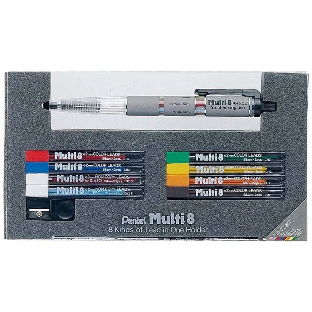 Pentel Pencil Lead Holder and Lead Set, Multi 8 Set (PH802ST)