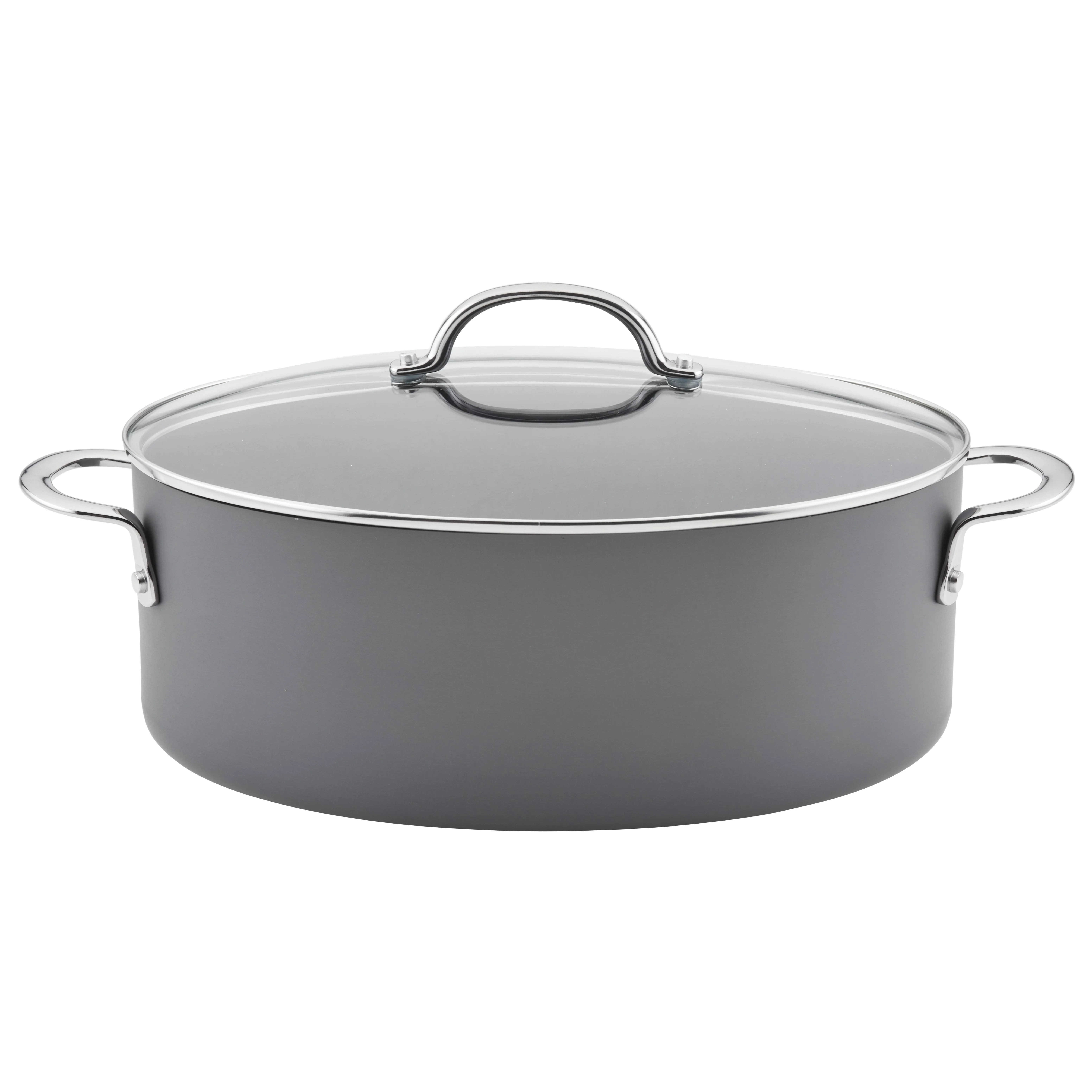 Rachael Ray 8qt Hard Anodized Nonstick Oval Pasta Pot and Braiser Gray