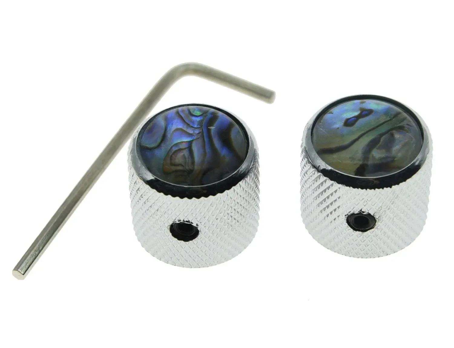 KAISH Set of 2 Chrome Tele Telecaster Abalone Top Guitar Dome Knobs Bass Knob...