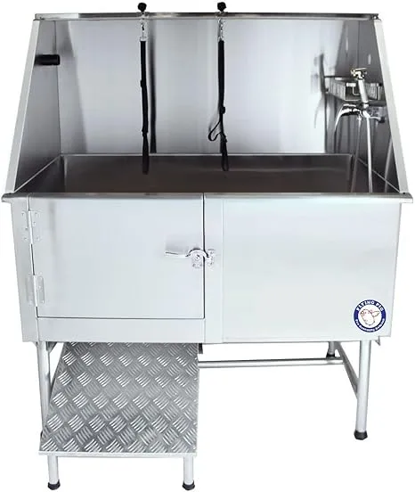 Flying Pig Grooming Flying Pig 50" Stainless Steel Pet Dog Grooming Bath Tub with Walk-in Ramp & Accessories