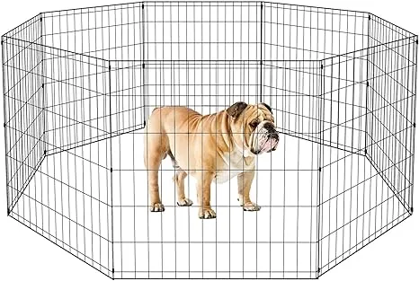 BestPet Dog Pen Dog Playpen Puppy Pet Playpen 8 Panel Indoor Outdoor Metal Portable Folding Animal Exercise Dog Fence,30",Black