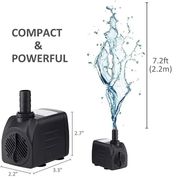 GROWNEER 550GPH Submersible Pump 30W Ultra Quiet Fountain Water Pump, 2000L/H,