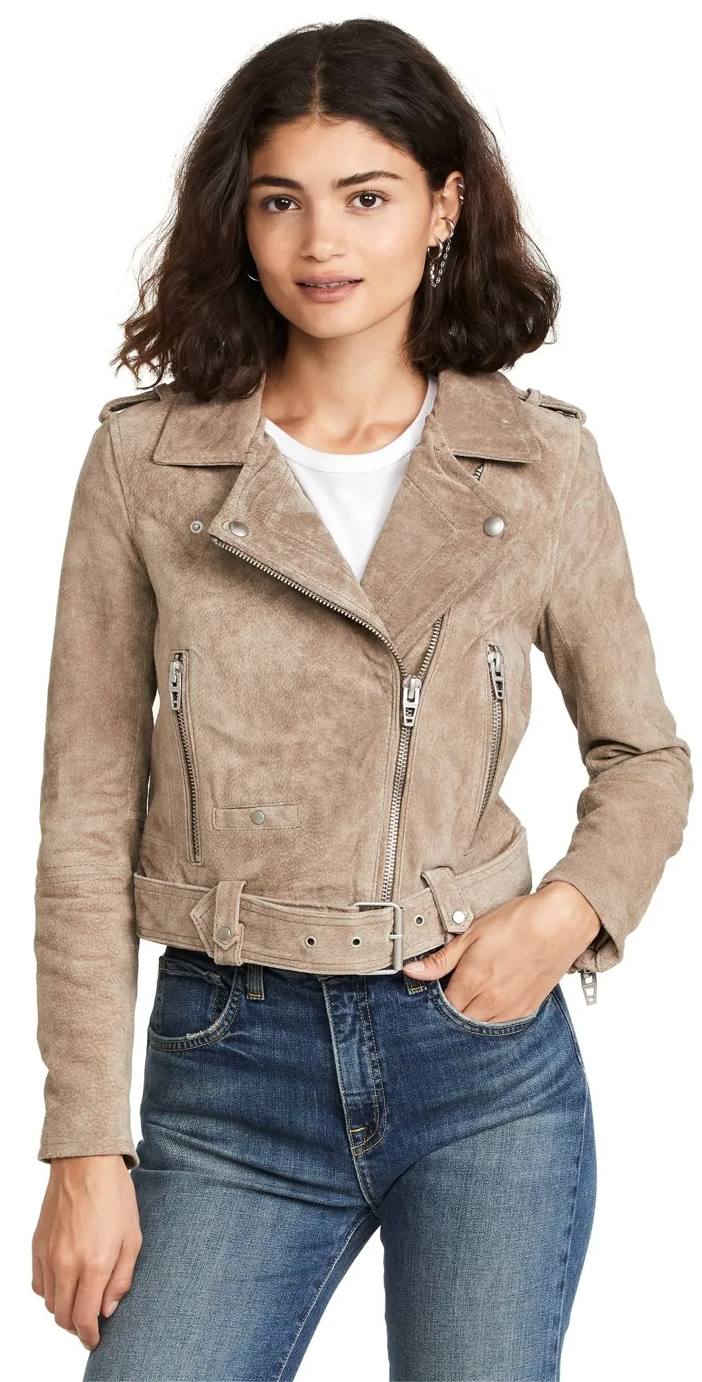 [BLANKNYC] Womens Luxury Clothing Cropped Suede Leather Motorcycle Jackets, Comfortable & Stylish Coats