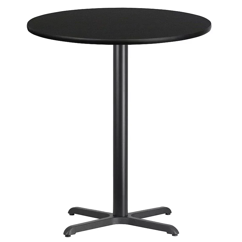 Flash Furniture 36'' Round Black Laminate Table Top with 30'' x 30'' Bar Height Table BaseFlash Furniture 36'' Round Black Laminate Table Top with 30'' x 30'' Bar Height Table Base