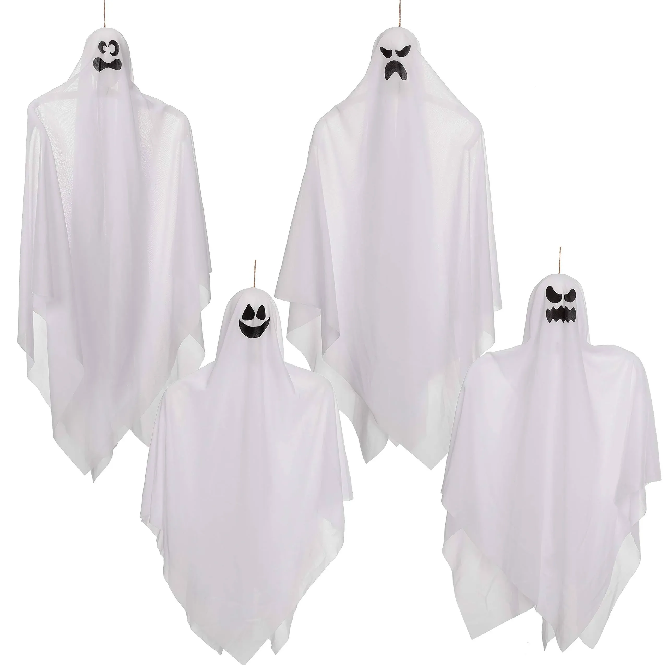 Halloween Hanging ghosts(4 Pack) Two in 35.5” and Two in 27.5” for Halloween P