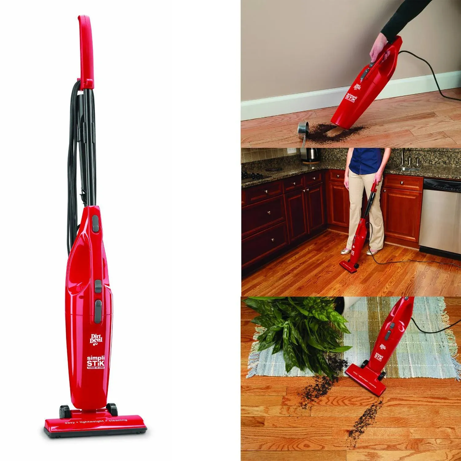 Dirt Devil SimpliStik Lightweight Corded Bagless Stick Vacuum, SD20000RED