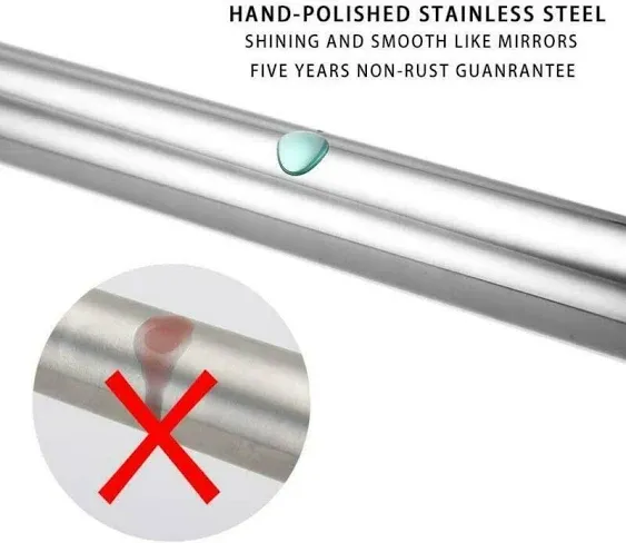 Briofox Polished Stainless Steel Shower Curtain Never Rust Tension Rod 43-73 In