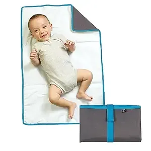 J.L. Childress Full Body Portable Changing Pad - Baby Diaper Changing Pad for Travel - Padded, Waterproof, Foldable - Extra-Large 19" x 30" - Grey/Teal