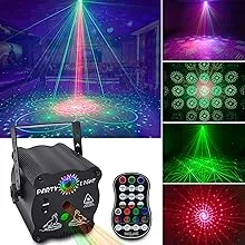 DJ Disco Stage Party Lights, LED Sound Activated Laser Light RGB Flash Strobe Projector with Remote Control for Christmas Halloween Decorations Karaoke Pub KTV Bar Dance Gift Birthday Wedding