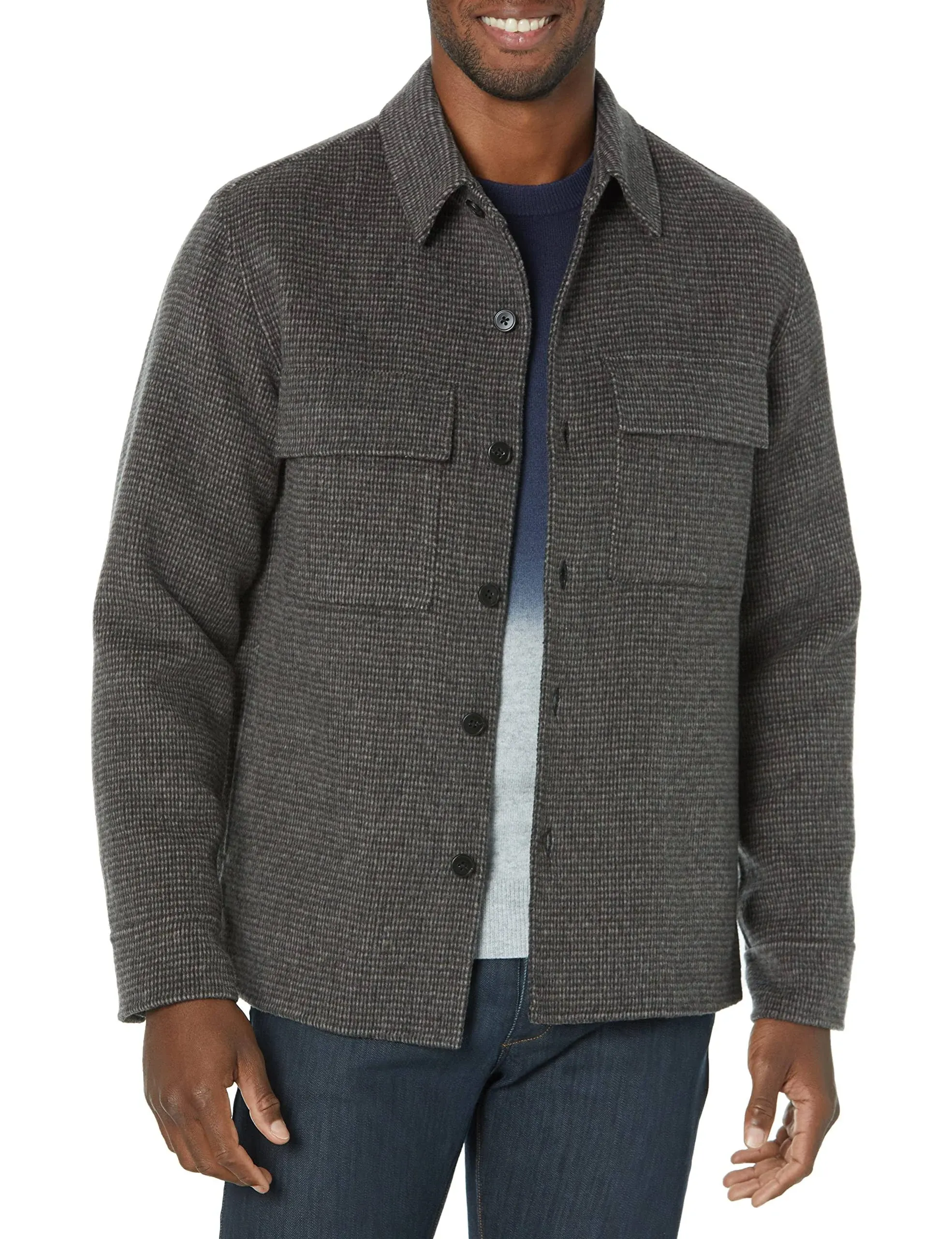 Theory Justin Wool & Cashmere Shirt Jacket in Fossil Multi - P2W