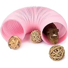 Niteangel Fun Tunnel with 3 Pack Play Balls for Guinea Pigs, Chinchillas, Rats and Dwarf Rabbits (Pink)