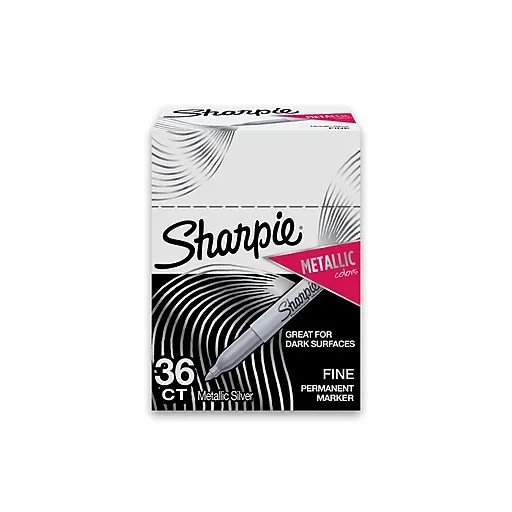 Sharpie Metallic Fine Point Permanent Markers, Bullet Tip, Silver, 36-Pack